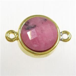 rhodonite circle connector, gold plated, approx 12mm dia