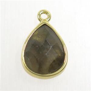 Labradorite pendant, teardrop, gold plated, approx 11-13mm
