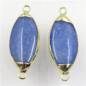 blue Aventurine connector, oval, gold plated, approx 13-27mm