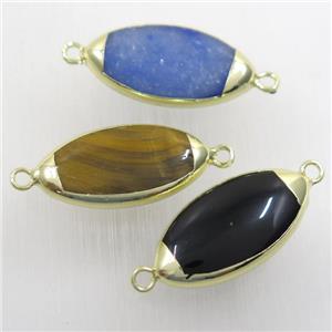 mixed gemstone connector, oval, gold plated, approx 13-27mm