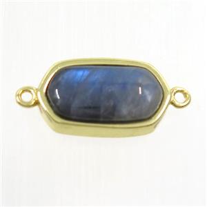 Labradorite connector, oval, gold plated, approx 10-18mm
