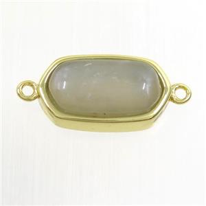 gray MoonStone connector, oval, gold plated, approx 10-18mm