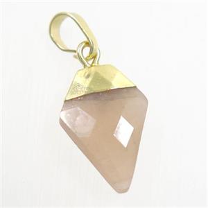 peach MoonStone arrowhead pendant, gold plated, approx 11-16mm