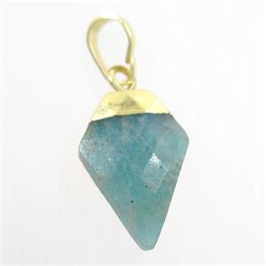 green Amazonite arrowhead pendant, gold plated, approx 11-16mm