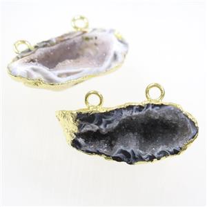 Druzy Agate pendant with 2loops, geode, gold plated, approx 15-35mm