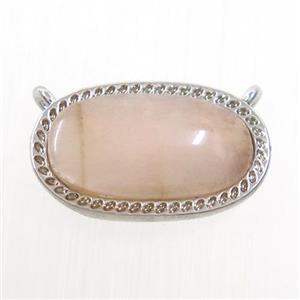 MoonStone oval pendant with 2loops, copper, platinum plated, approx 10-17mm