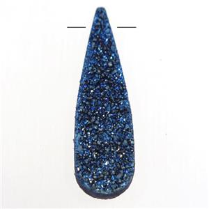 blue druzy quartz pendant, teardrop, approx 10-35mm