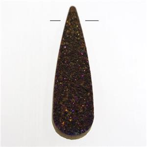 purple druzy quartz pendant, teardrop, approx 10-35mm