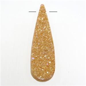 gold champagne druzy quartz pendant, teardrop, approx 10-35mm