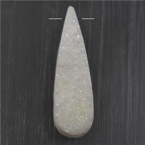 white ab-color druzy quartz pendant, teardrop, approx 10-35mm