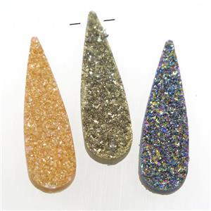 mix color druzy quartz pendant, teardrop, approx 10-35mm