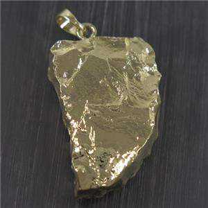hammered Clear Quartz pendant, horn, gold plated, approx 20-40mm
