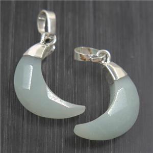 Amazonite crescent pendant, faceted moon, silver plated, approx 8-18mm