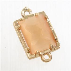 orange glass connector, rectangle, gold plated, approx 9x11mm