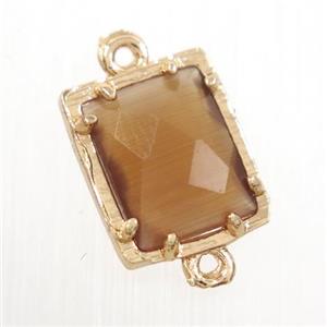 coffee crystal glass connector, rectangle, gold plated, approx 9x11mm