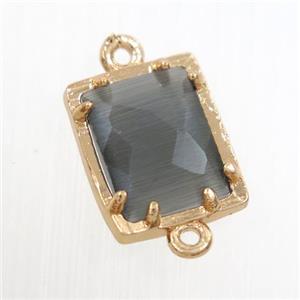 gray glass connector, rectangle, gold plated, approx 9x11mm
