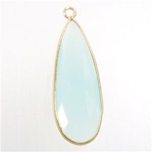 greenwhite crystal glass pendant, teardrop, gold plated, approx 15-33mm