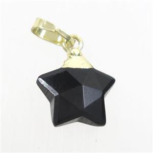 black onyx star pendant, gold palted, approx 12mm dia