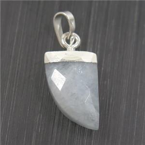 Aquamarine horn pendant, silver plated, approx 10-15mm