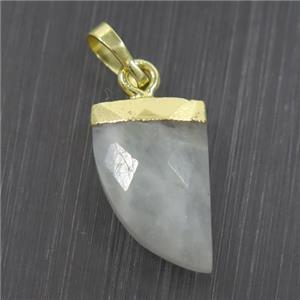 white moonstone horn pendant, gold plated, approx 10-15mm