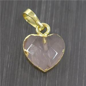 Rose Quartz heart pendant, gold pendant, approx 11-12mm