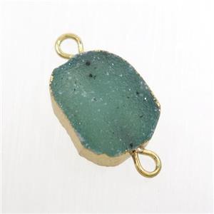 blue Druzy Agate connector, gold plated, approx 10-13mm
