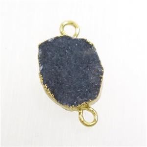 deepgray Druzy Agate connector, gold plated, approx 10-13mm