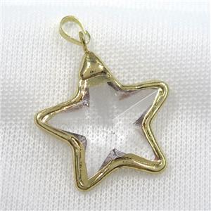 Glass crystal star pendants, gold plated, approx 35mm