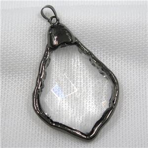 Glass crystal teardrop pendants, black plated, approx 35-55mm