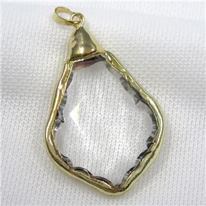 Glass crystal teardrop pendants, gold plated, approx 35-55mm