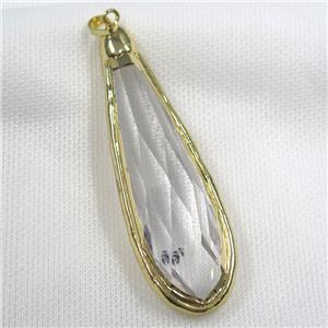 Glass crystal teardrop pendants, gold plated, approx 25-80mm