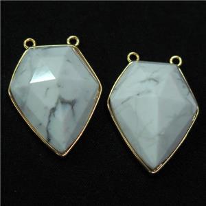 white Howlite Turquoise arrowhead pendants, gold plated, approx 20-25mm