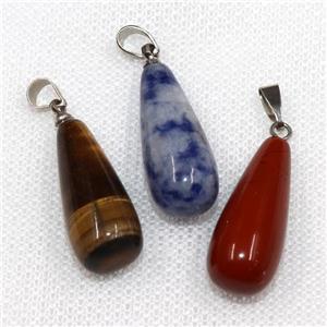 mixed gemstone pendants, teardrop, approx 10-25mm