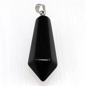 black agate pendants, faceted teardrop, approx 14-30mm
