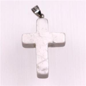 white turquoise pendants, cross, approx 18-25mm