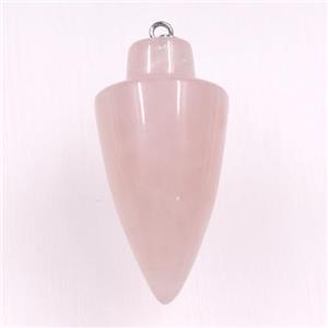 rose quartz pendants, bullet, approx 18-35mm