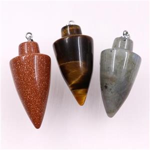 mixed gemstone pendants, bullet, approx 18-35mm