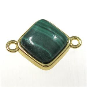green Malachite connector, gold plated, approx 10x10mm