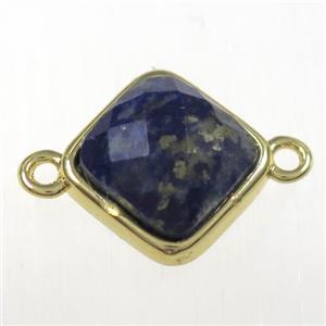lapis lazuli connector, gold plated, approx 10x10mm