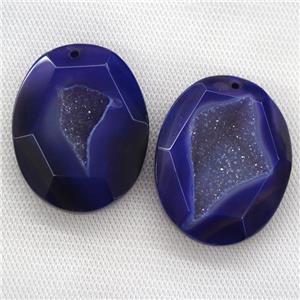 purple druzy agate pendants, faceted freeform, approx 20-40mm