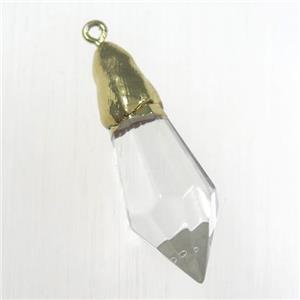 Glass crystal teardrop pendants, gold plated, approx 13-40mm