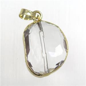Glass crystal pendants, gold plated, approx 18-23mm
