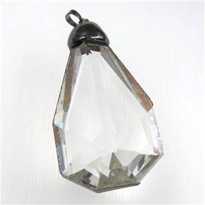 Glass crystal pendants, black plated, approx 38-65mm