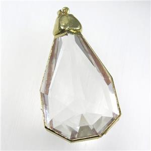 Glass crystal pendants, gold plated, approx 38-65mm
