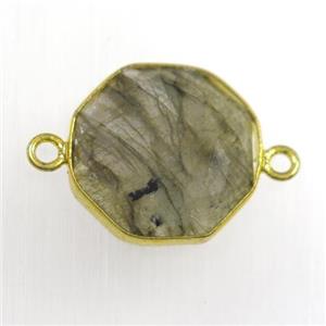 Labradorite connector, gold plated, approx 16mm