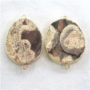 Ocean Jasper connector, freeform, gold plated, approx 15-30mm