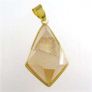 gold champagne Druzy Agate teardrop pendant, approx 16-25mm