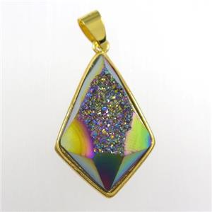 rainbow Druzy Agate teardrop pendant, approx 16-25mm