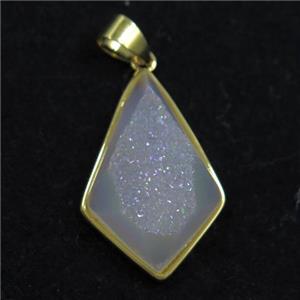 white AB-color Druzy Agate teardrop pendant, approx 16-25mm