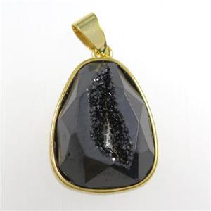black Druzy Agate teardrop pendant, approx 15-20mm